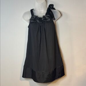 Daytrip Black Sleeveless top with ribbon rose detail